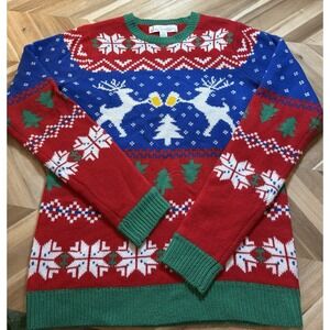 Ugly Xmas Sweater UNISEX "HOLIDAY BEER DEER" Ugly Christmas Sweater‎ Size Small